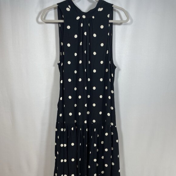 J.CREW Women's Drapey Tiered Dress Black Polka Dot - Picture 2 of 9